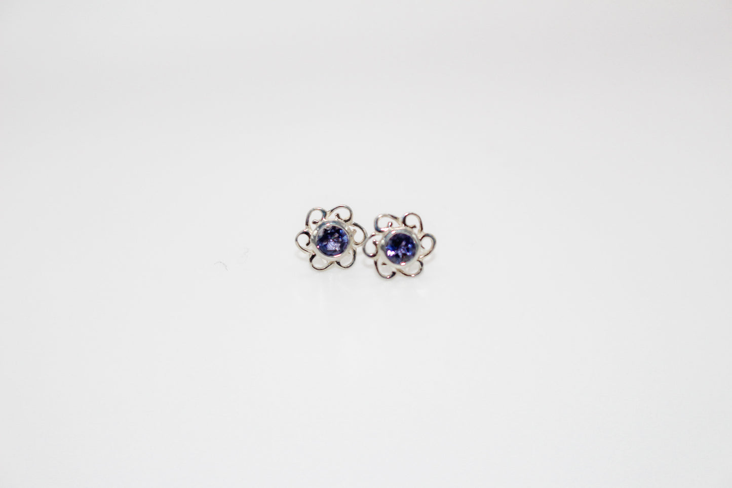 Iolite Flower Earrings