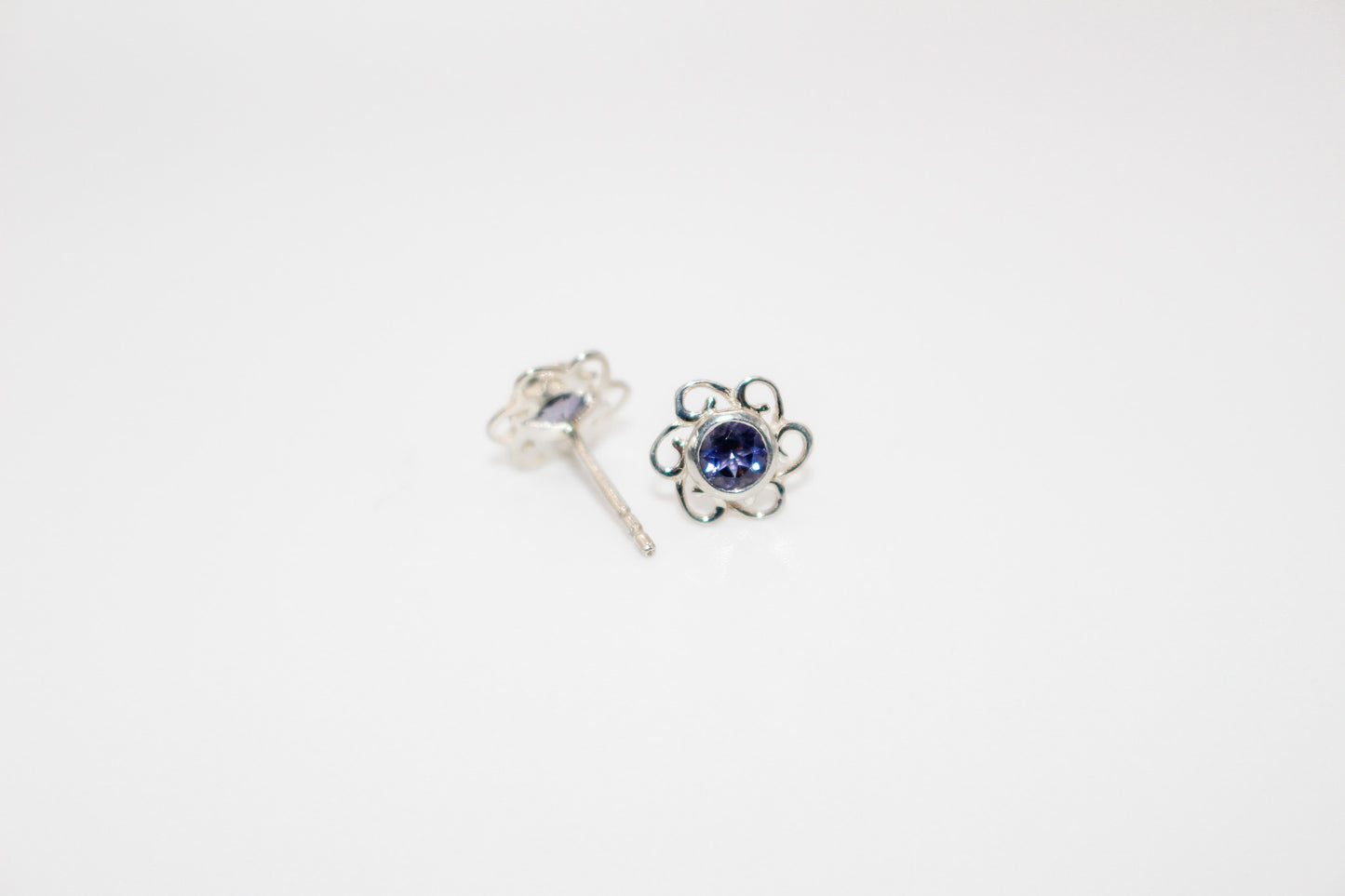 Iolite Flower Earrings