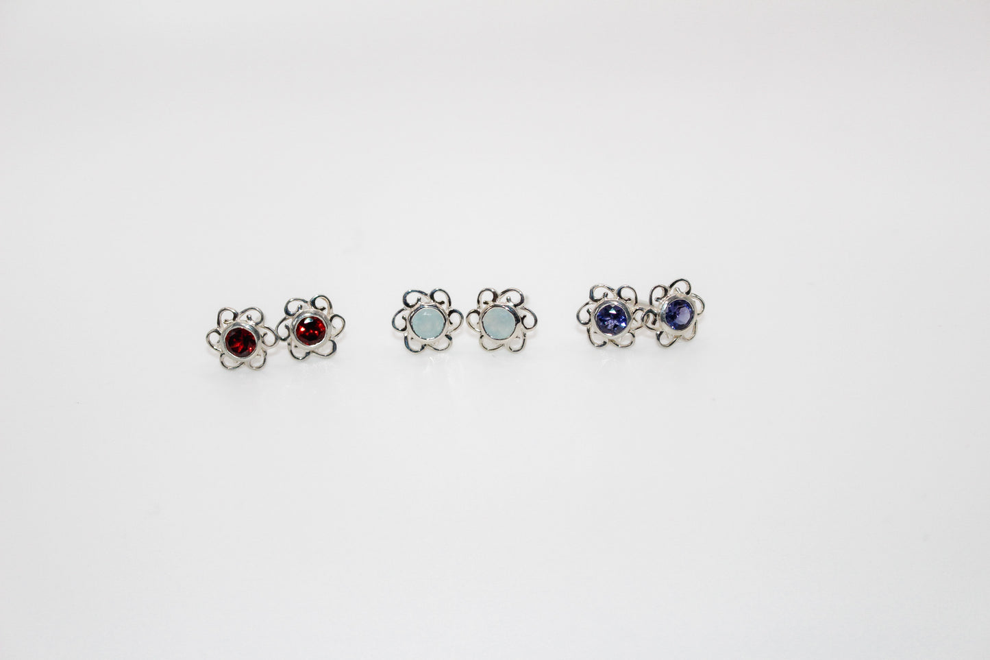 Garnet Flower Earrings