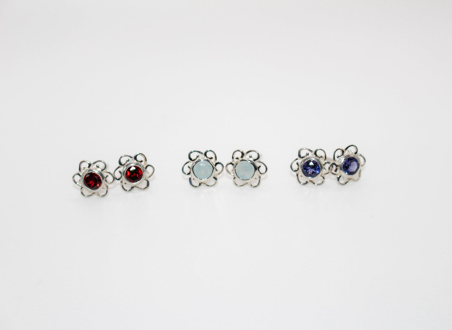 Iolite Flower Earrings