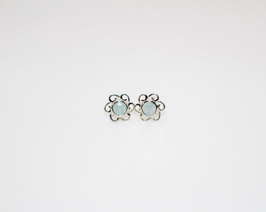 Aquamarine Flower Earrings