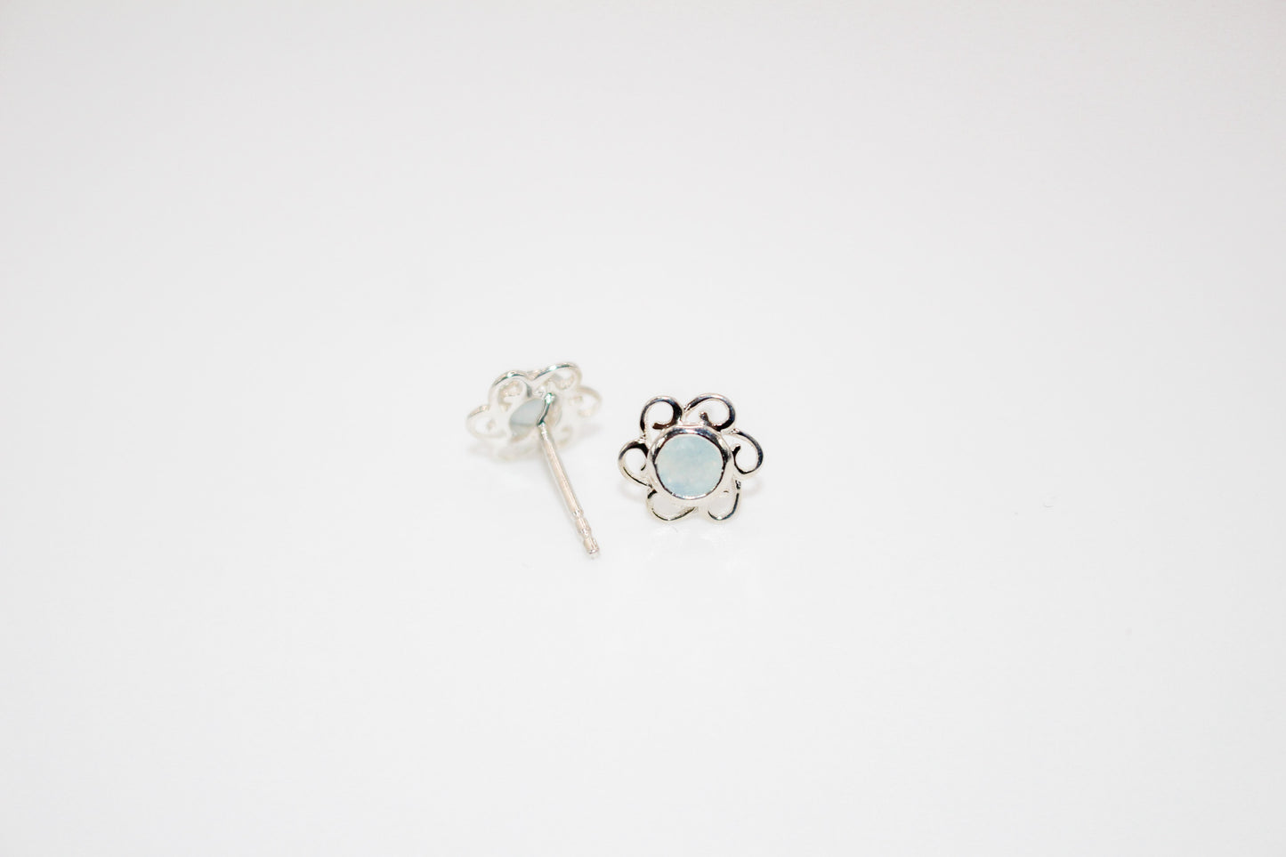 Aquamarine Flower Earrings