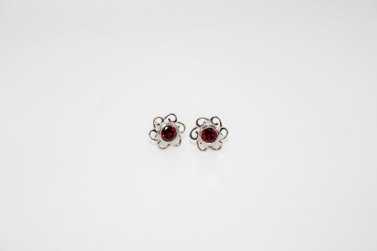 Garnet Flower Earrings