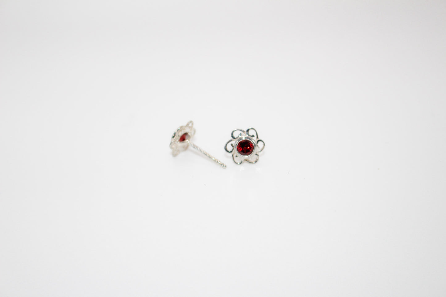 Garnet Flower Earrings