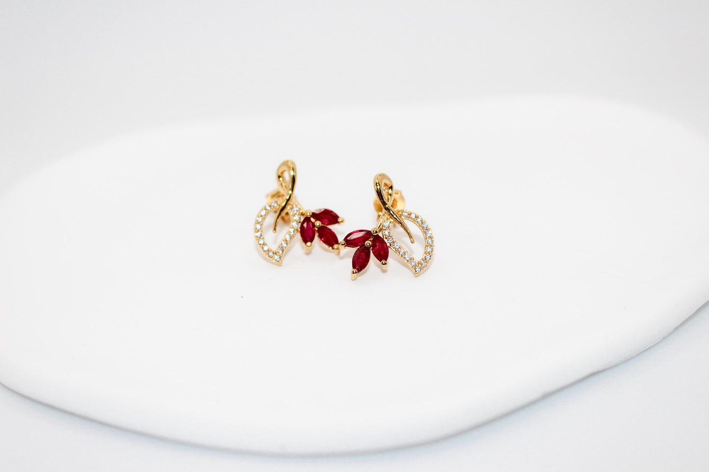 Indian Ruby Leaf Earrings