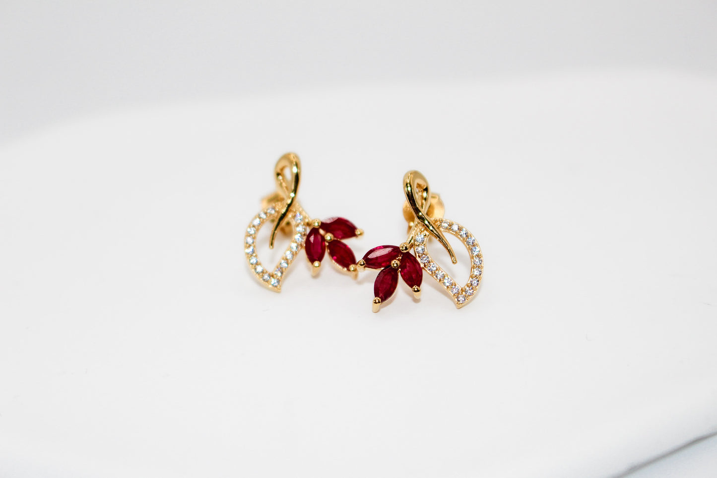 Indian Ruby Leaf Earrings