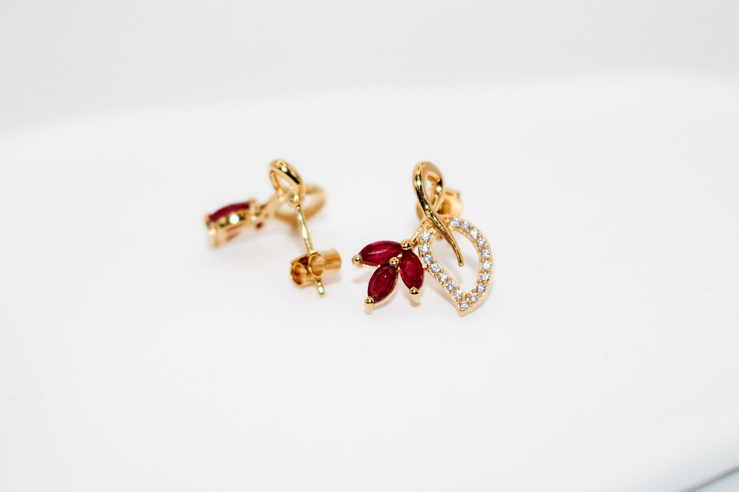 Indian Ruby Leaf Earrings