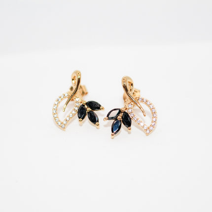 Black Onyx Leaf Earrings