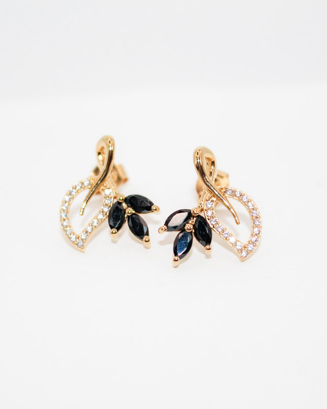 Black Onyx Leaf Earrings