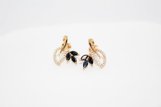 Black Onyx Leaf Earrings