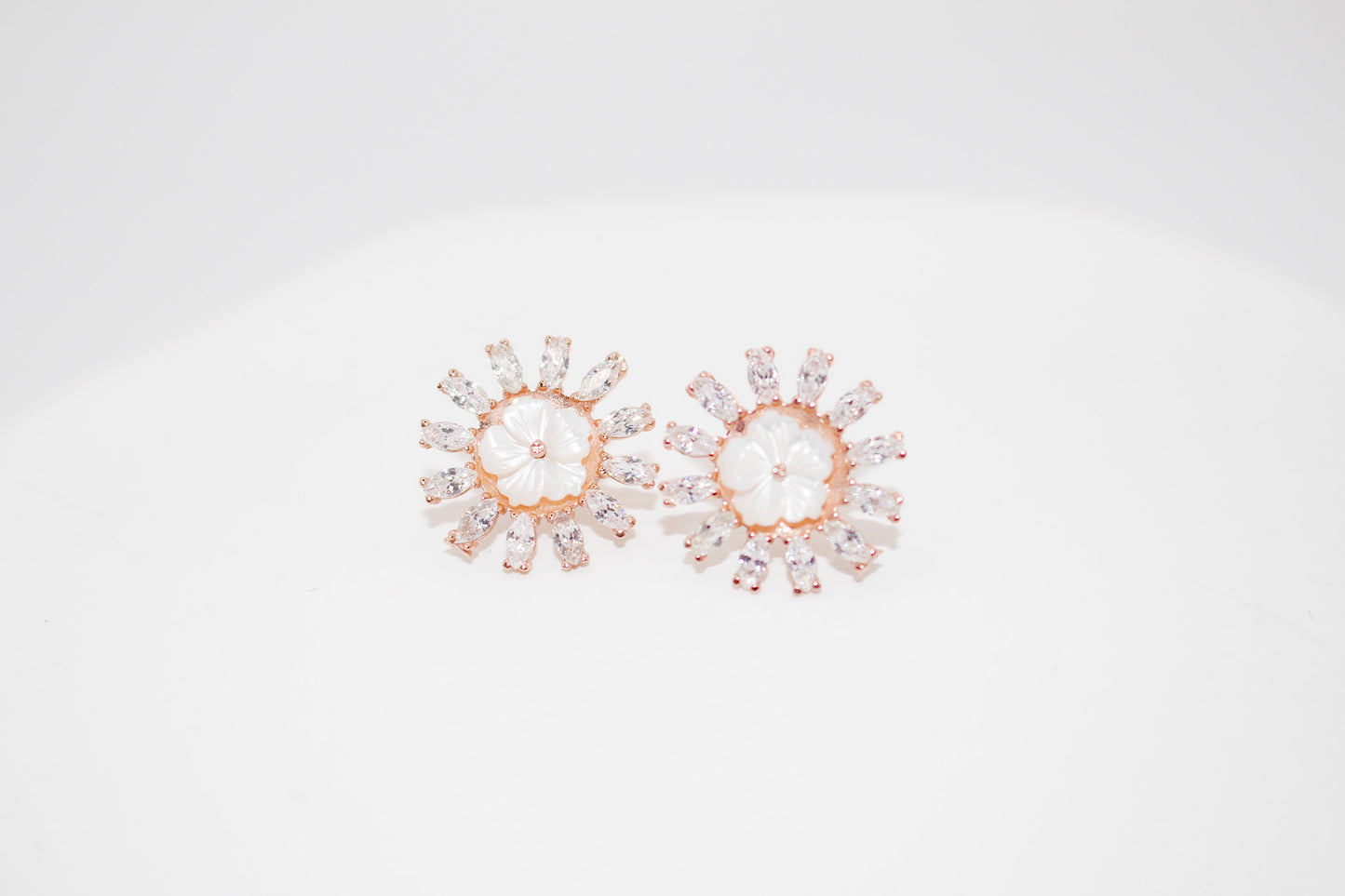 Rose Gold Ray Flower Earrings