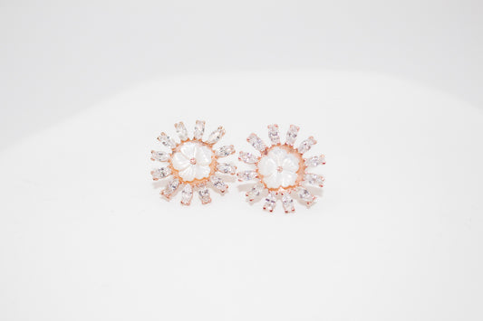 Rose Gold Ray Flower Earrings