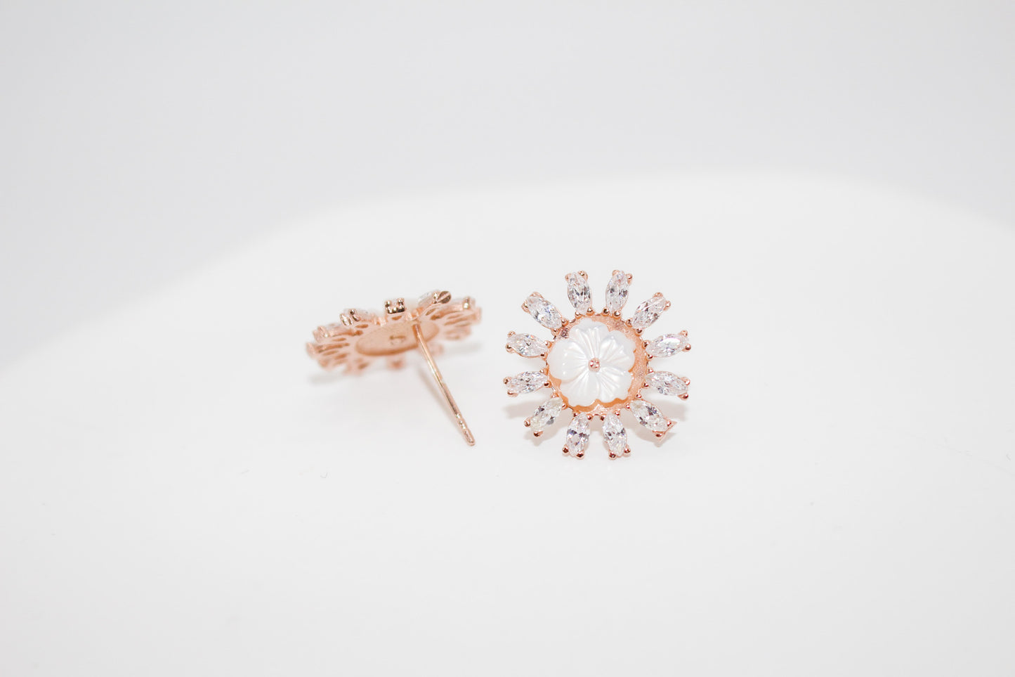 Rose Gold Ray Flower Earrings