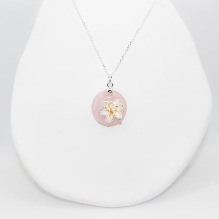 Rose Quartz Flower Necklace