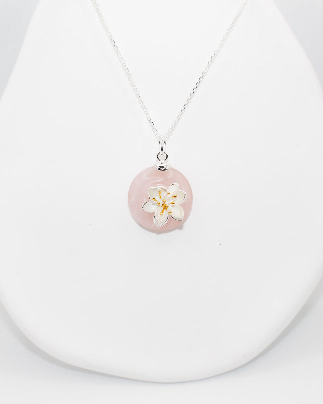 Rose Quartz Flower Necklace