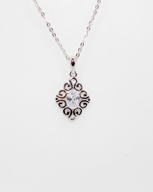 Silver Diamond Swirl Jewelry Set