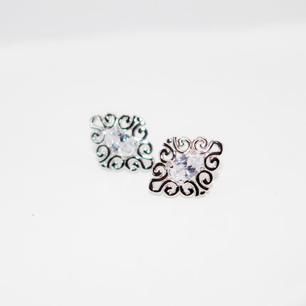 Silver Diamond Swirl Jewelry Set