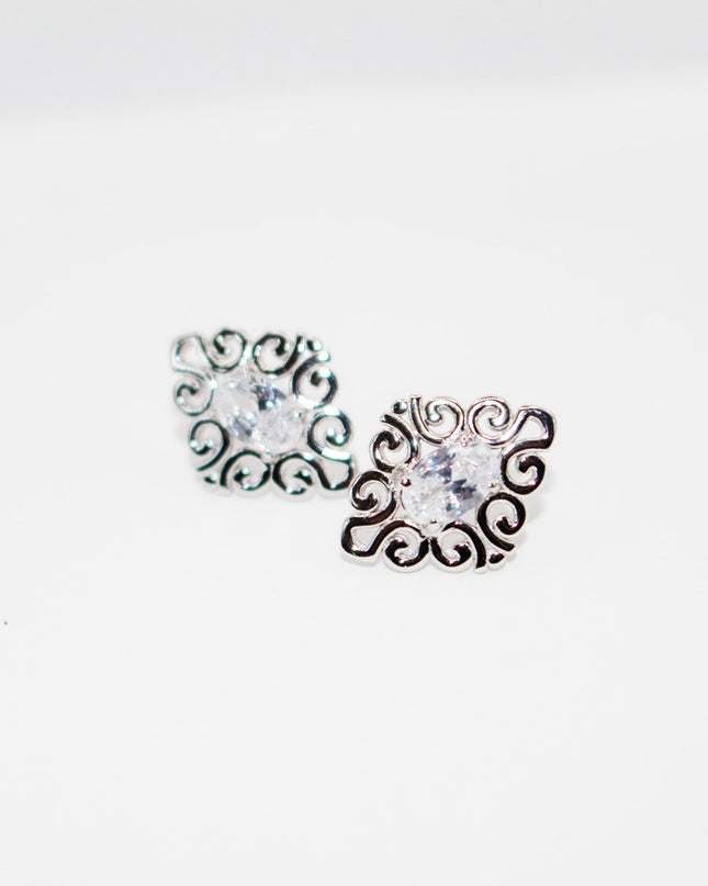 Silver Diamond Swirl Jewelry Set