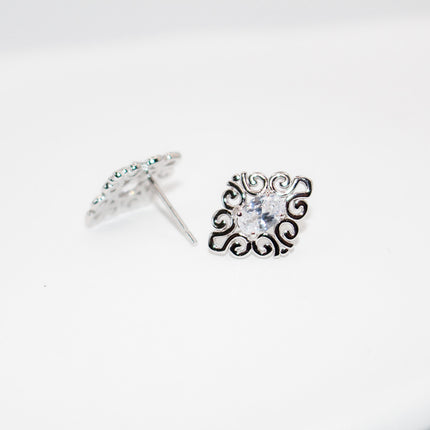 Silver Diamond Swirl Jewelry Set