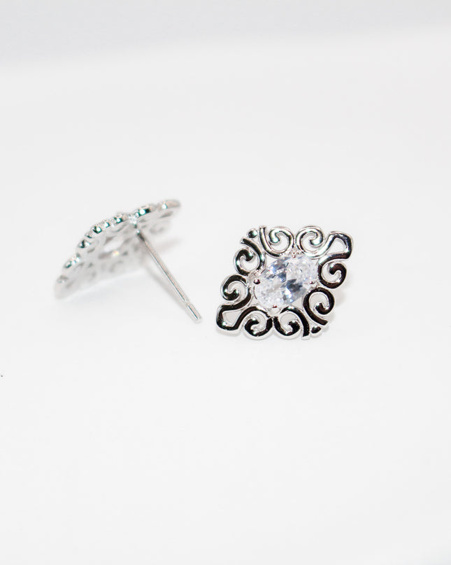 Silver Diamond Swirl Jewelry Set