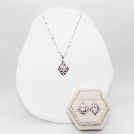 Silver Diamond Swirl Jewelry Set