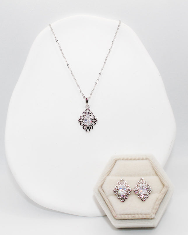 Silver Diamond Swirl Jewelry Set