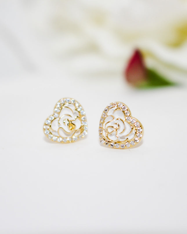 Rose Heart Earrings