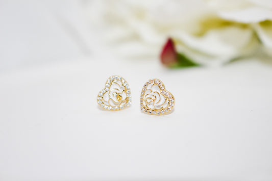 Rose Heart Earrings