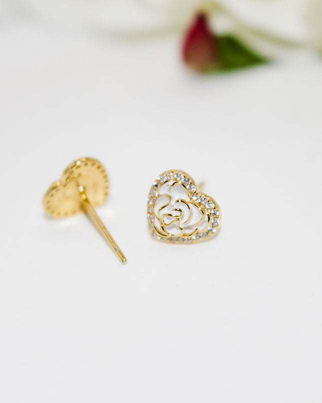 Rose Heart Earrings