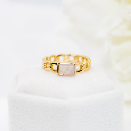 Rose Quartz Chain Ring