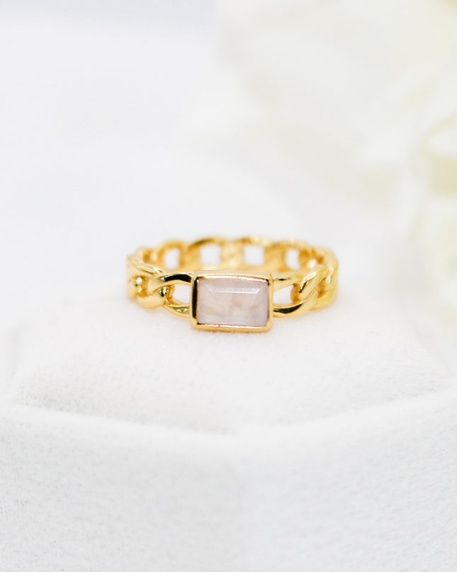 Rose Quartz Chain Ring