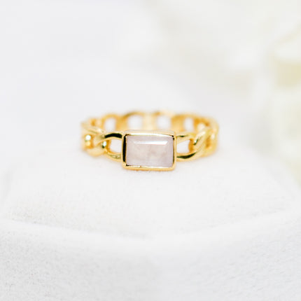 Rose Quartz Chain Ring