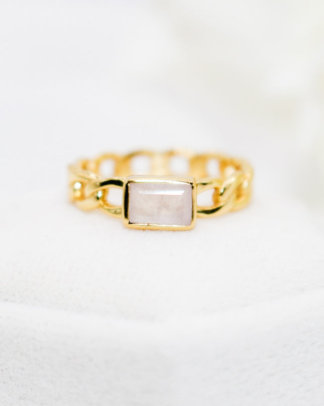Rose Quartz Chain Ring