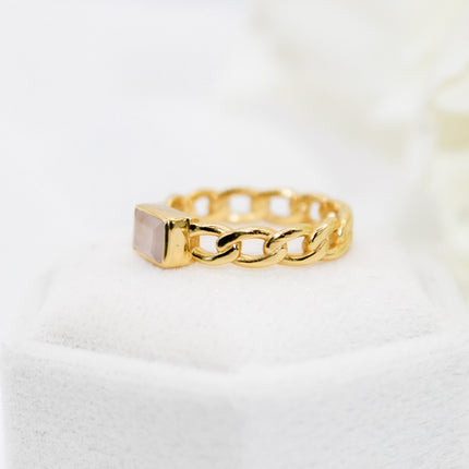 Rose Quartz Chain Ring