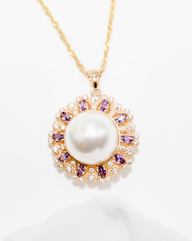 Purple Cultured Pearl Necklace