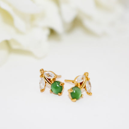 Dainty Cherry Jade Earrings