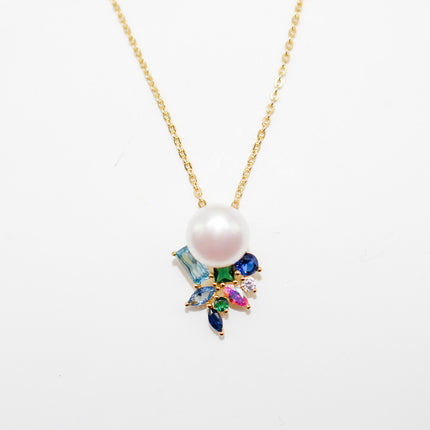 Multicolor Zircon Pearl Necklace