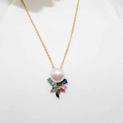Multicolor Zircon Pearl Necklace