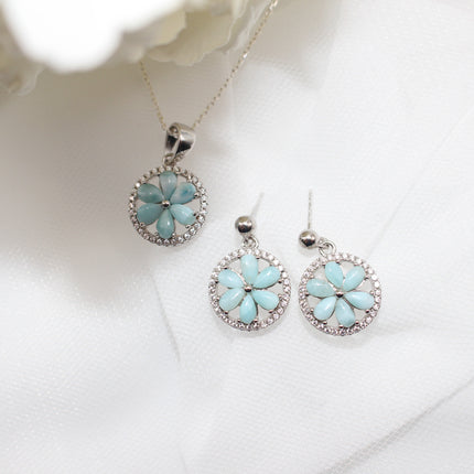 Larimar Flower Jewelry Set