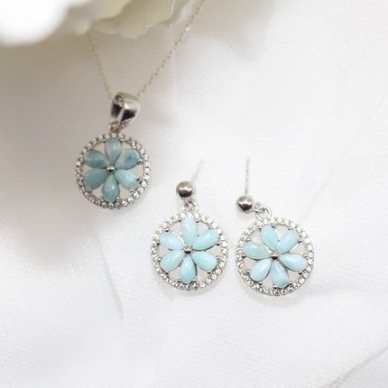 Larimar Flower Jewelry Set