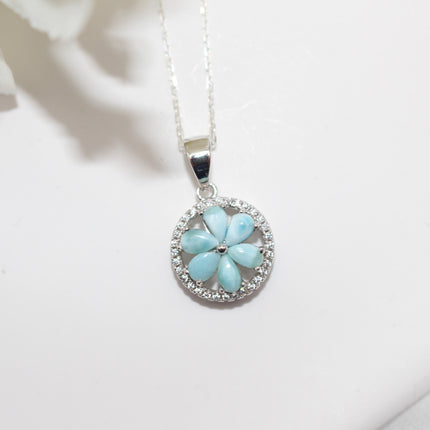 Larimar Flower Jewelry Set