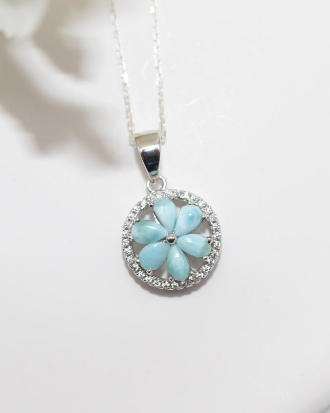 Larimar Flower Jewelry Set
