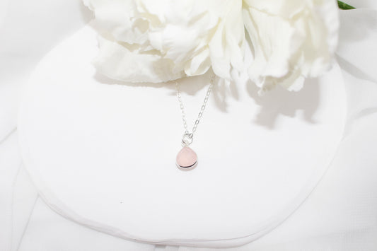 Dainty Rose Quartz Trillion Necklace