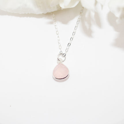 Dainty Rose Quartz Trillion Necklace