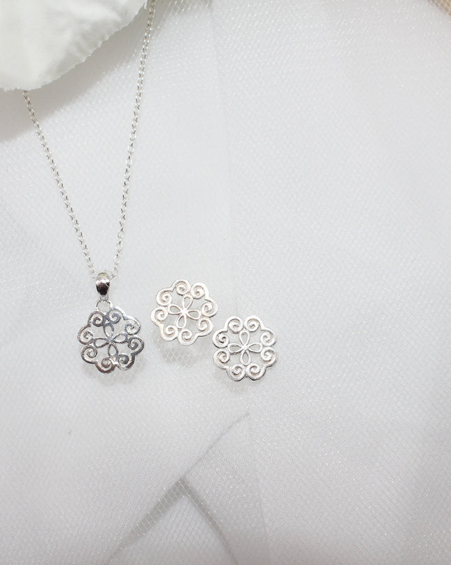 Silver Print Jewelry Set