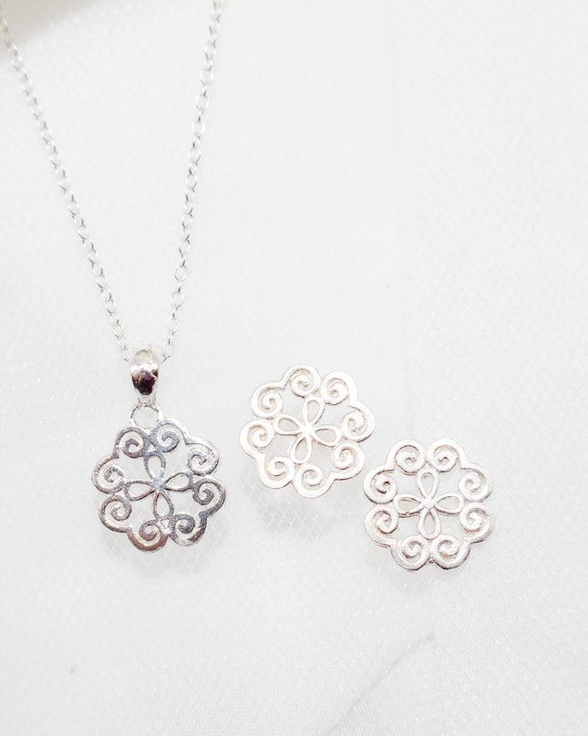 Silver Print Jewelry Set