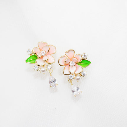 Pink Flower Jewelry Set