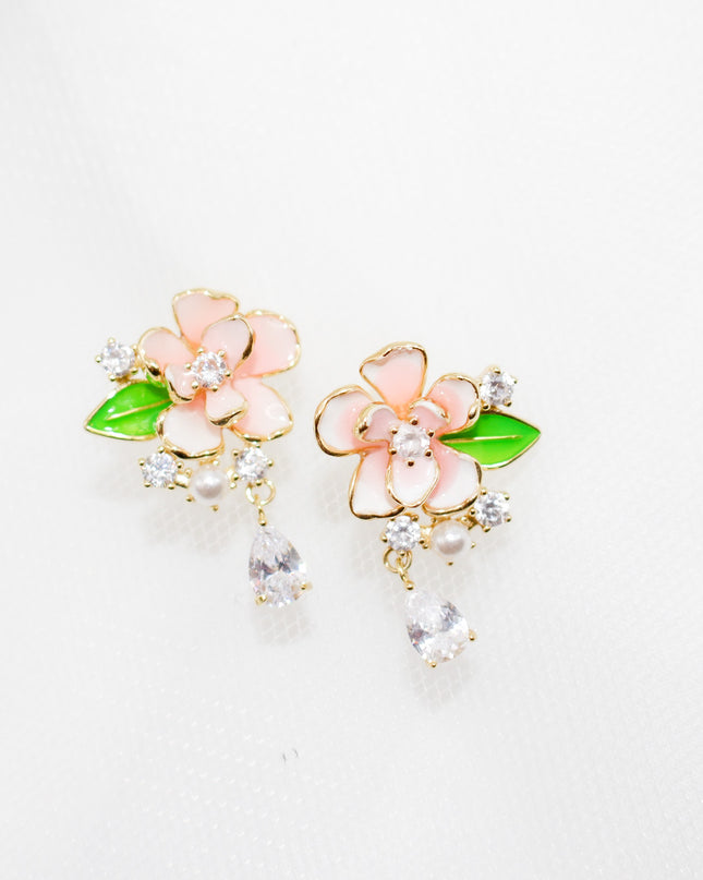 Pink Flower Jewelry Set