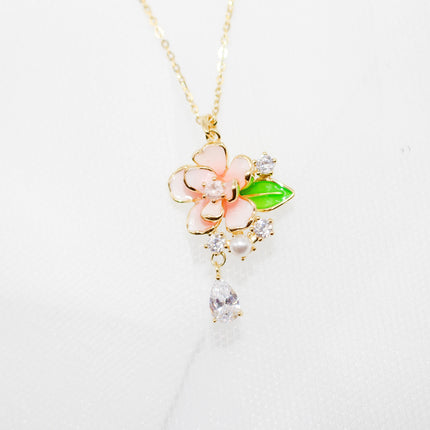 Pink Flower Jewelry Set