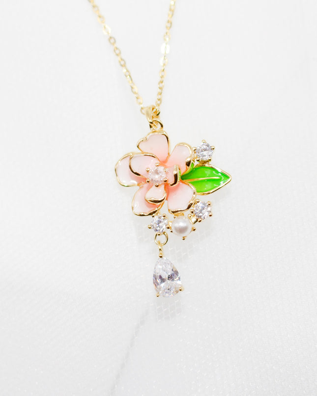 Pink Flower Jewelry Set